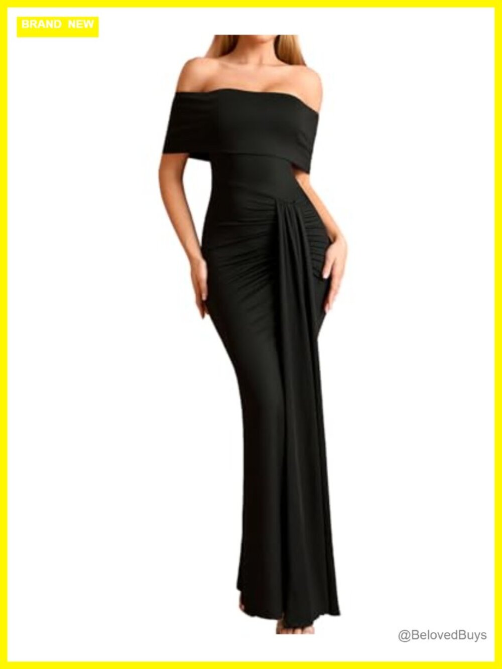 Off the Shoulder Formal Maxi Dress Ruched Bodycon Wedding Guest Cocktail